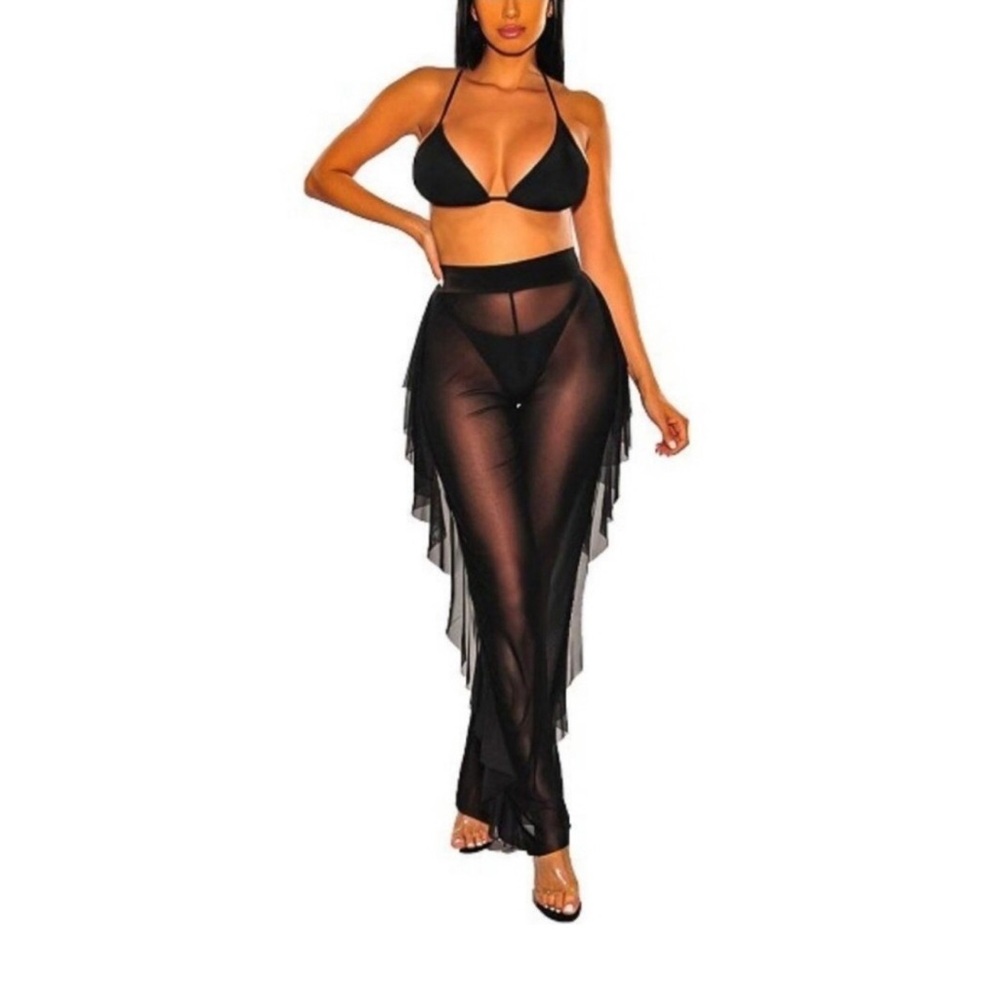 Women's Ruffle Sheer Cover Up Pants